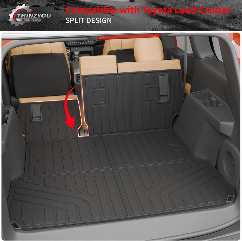 Thinzyou Trunk Mat Compatible with 2024 2025 2026 Toyota Land Cruiser/Lexus GX550 Overtrail 5 Seats Cargo Mat Cargo Liner Trunk Liner Back Seat Cover Land Cruiser Accessories (Trunk Mat+Backrest Mats) - Image 4